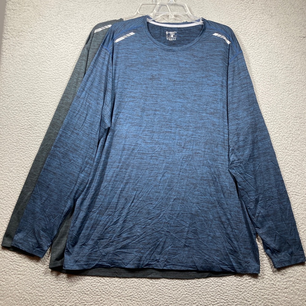 Liberty Pro Performance Long Sleeve Shirts Mens 3XL Blue‎ Gray 2 Pack Space Dye